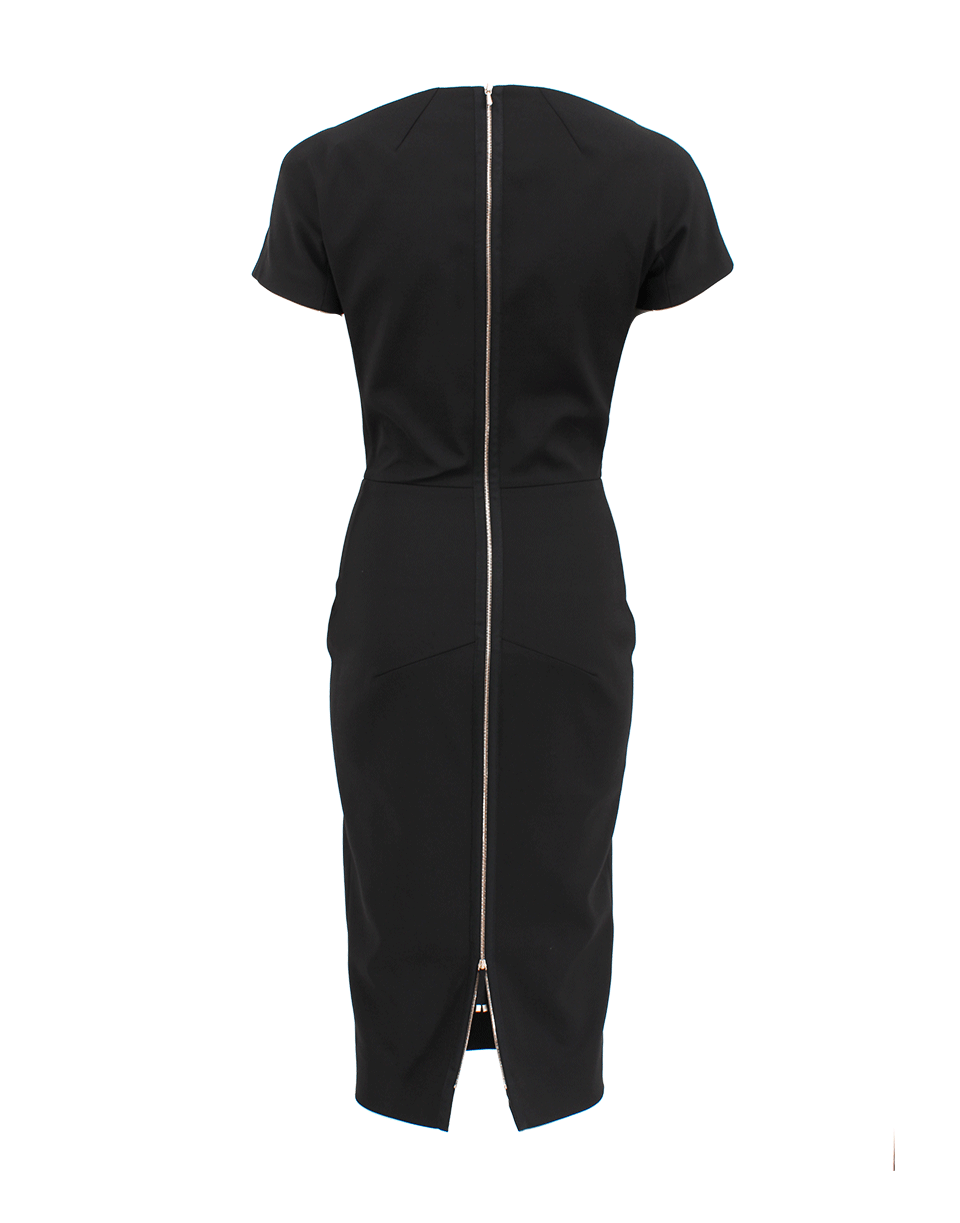 VICTORIA BECKHAM-Short Sleeve Bateau Neck Dress-BLACK