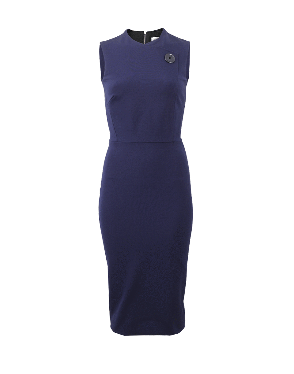VICTORIA BECKHAM-Sleeveless Wrap Fitted Dress-