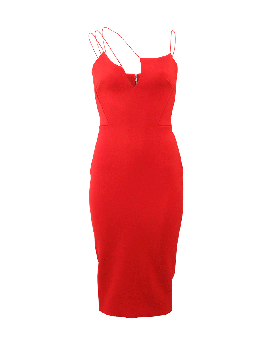 VICTORIA BECKHAM-Asymmetric Cut-Out Dress-CANDYRED