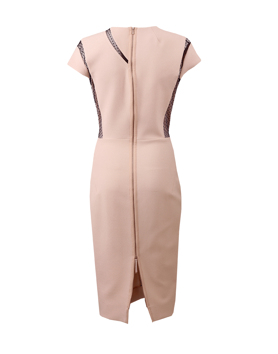 VICTORIA BECKHAM-Swiss Dot Fitted Dress-NUDE/NVY
