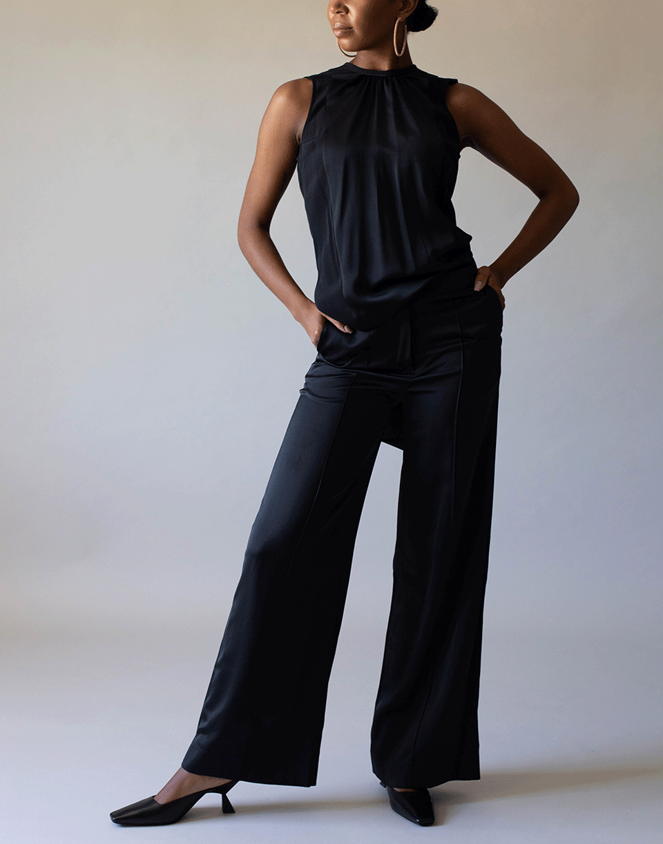 VICTORIA VICTORIA BECKHAM-Black Satin Crepe Tie Back Top-