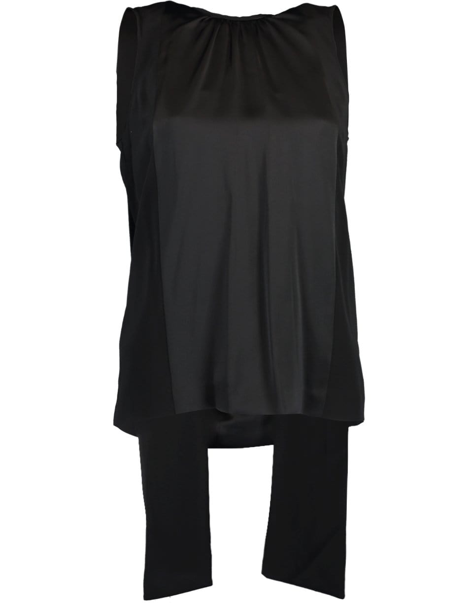 VICTORIA VICTORIA BECKHAM-Black Satin Crepe Tie Back Top-