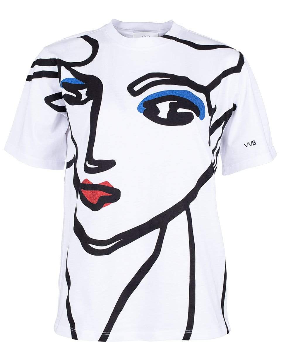 VICTORIA VICTORIA BECKHAM-Beauty Face Cotton T-Shirt-