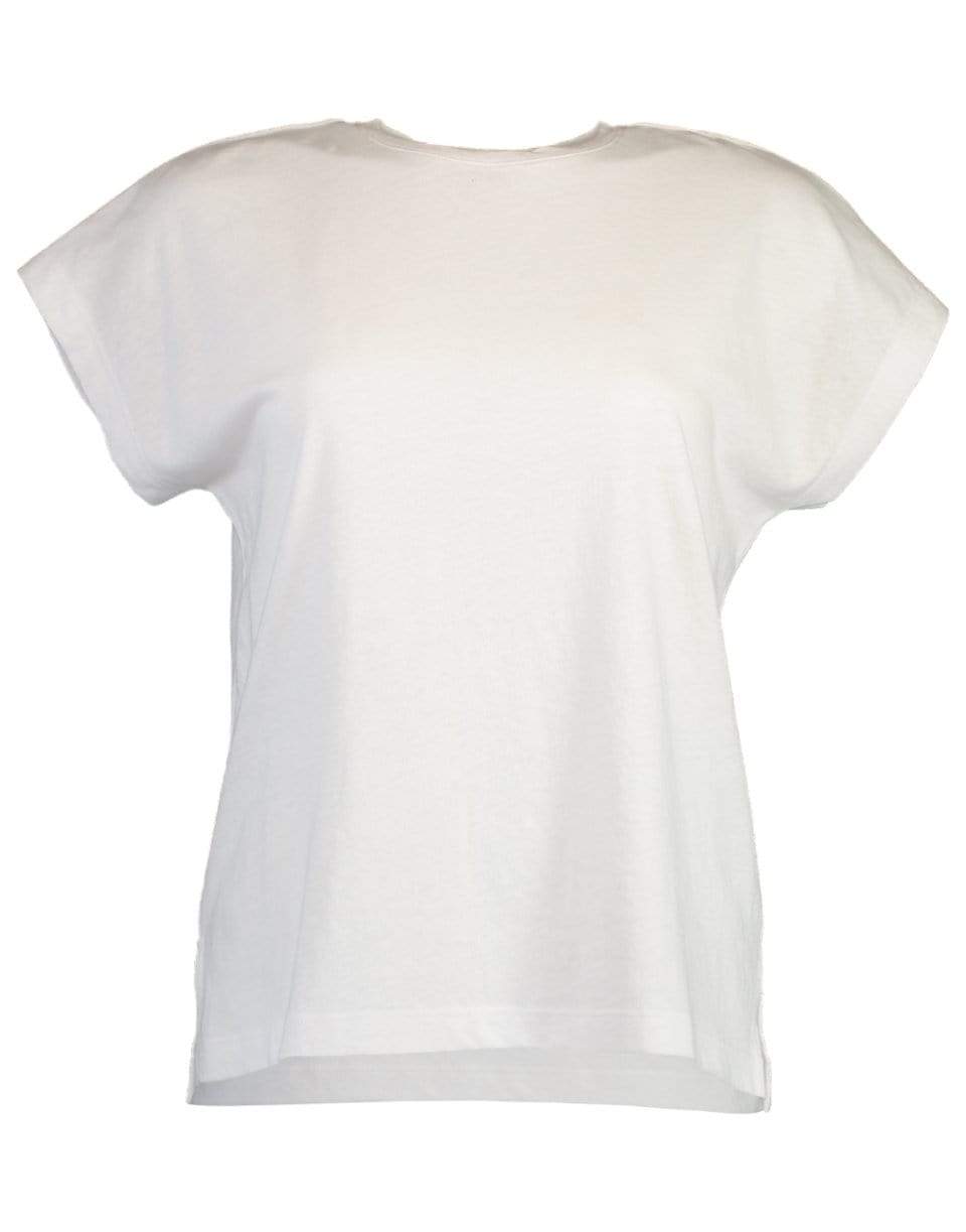 VINCE-Optic White Relaxed Short Sleeve Dolman Top-
