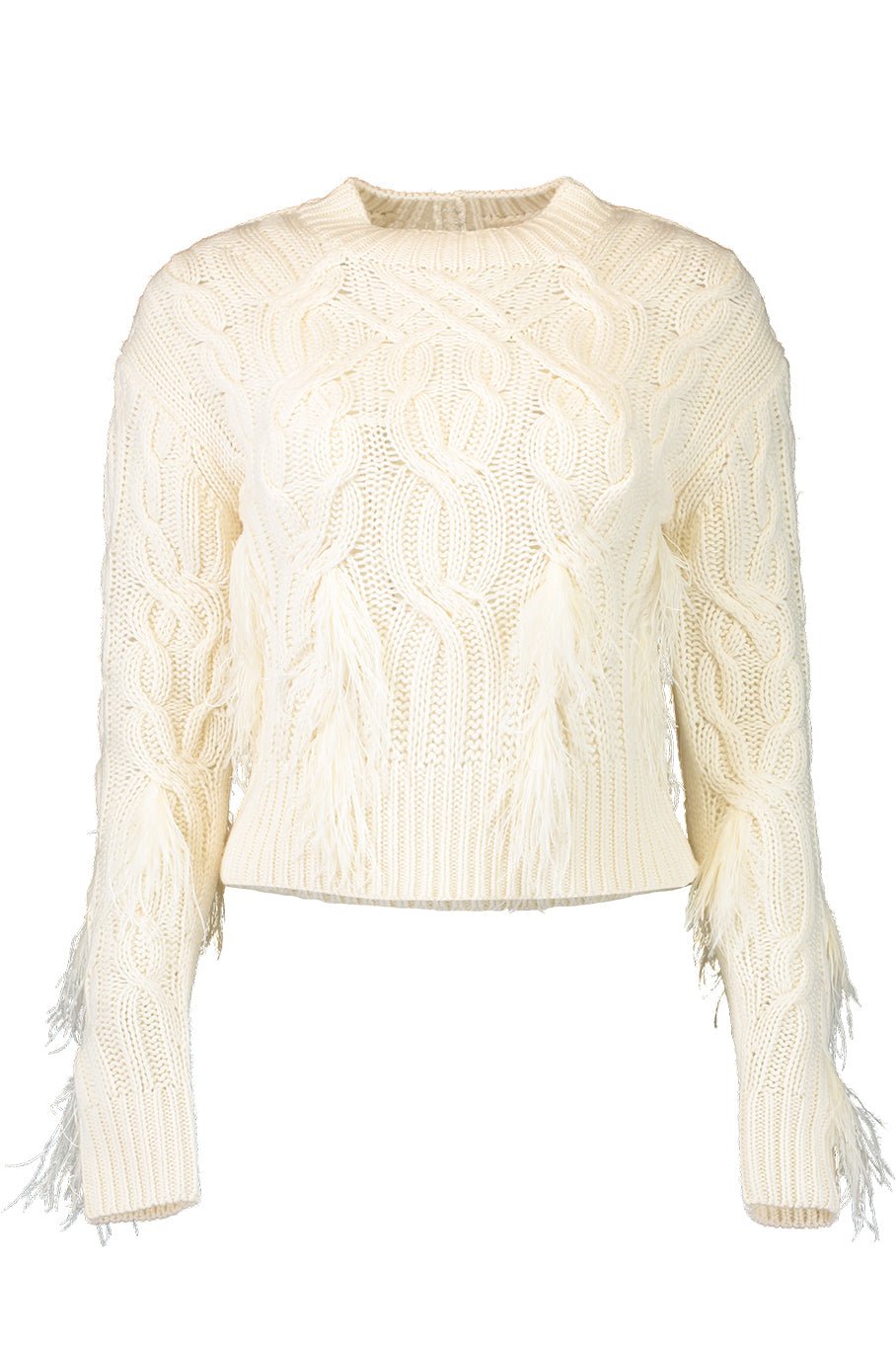 VINCE-Feather Embellished Cable Sweater-