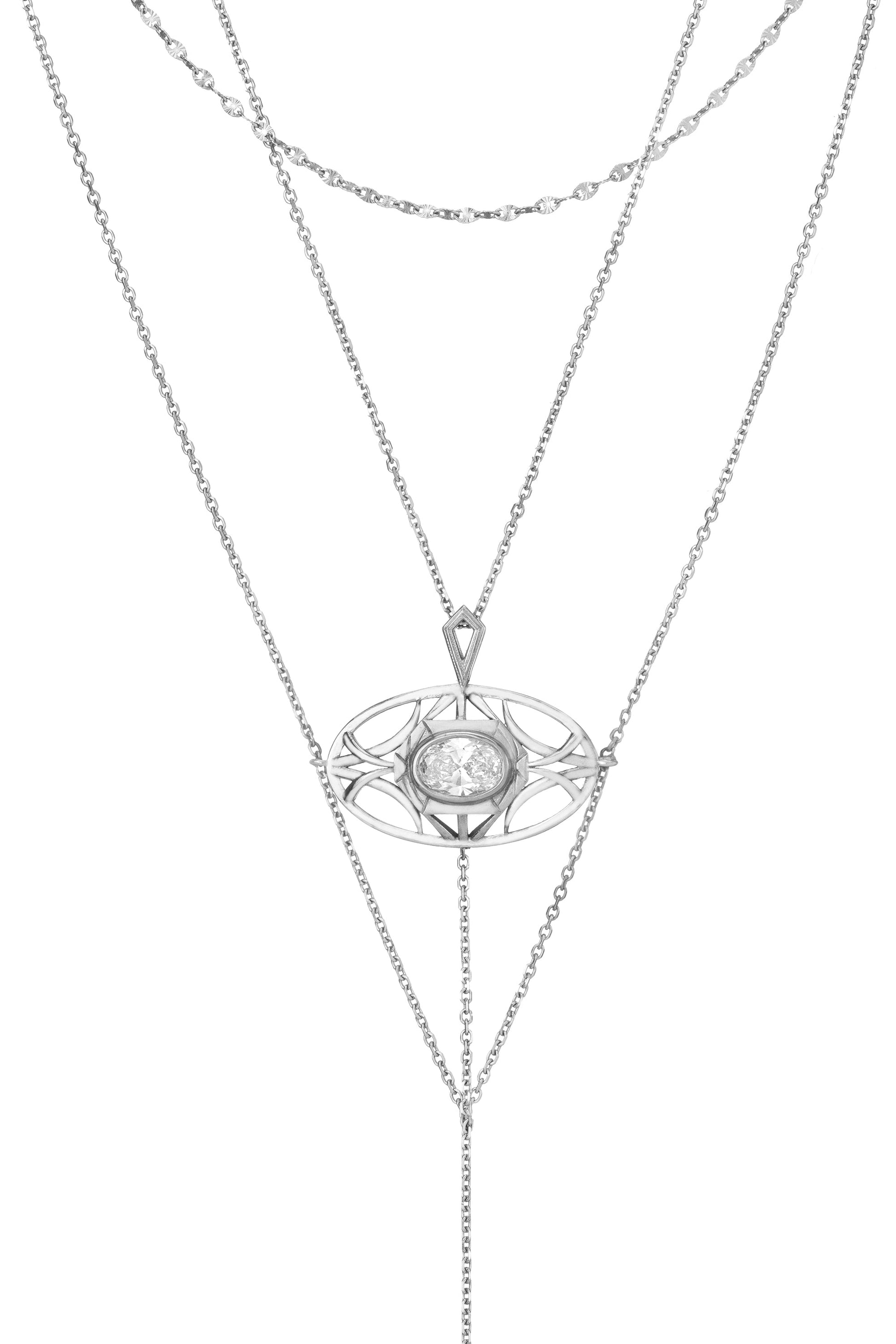 VIVIANA LANGHOFF-Air Multilayered Necklace-WHITE GOLD