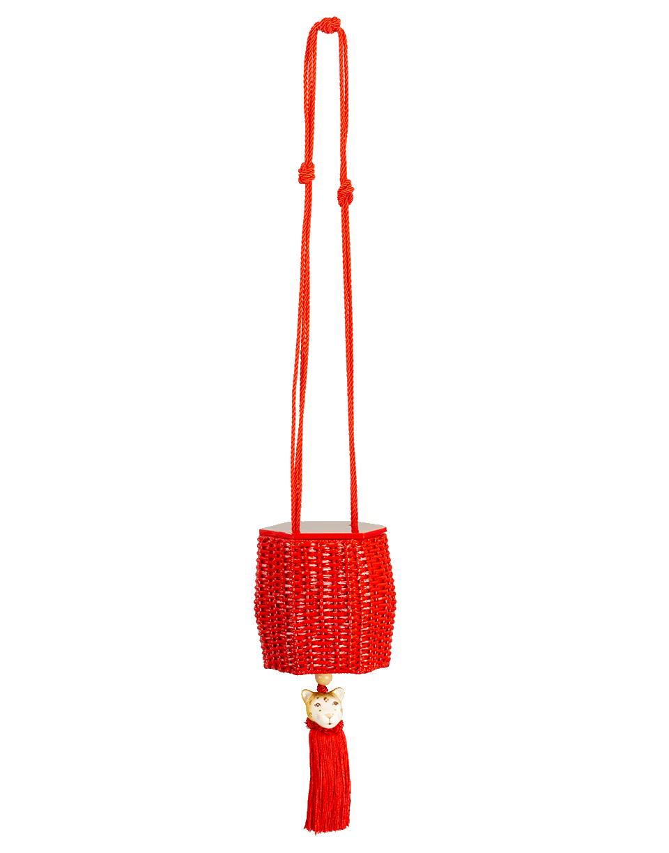 WAI WAI-Acrylic Cap Rattan Handbag-RED