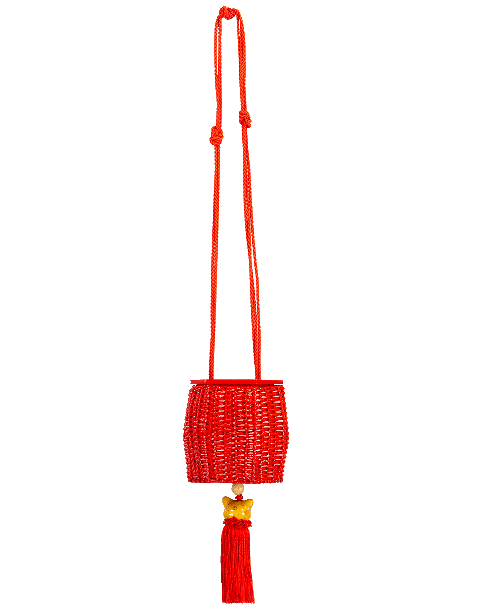 WAI WAI-Acrylic Cap Rattan Handbag-RED