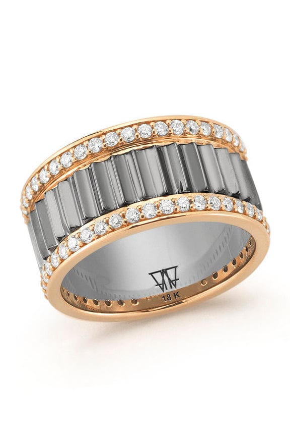 WALTERS FAITH-Two Tone Fluted Band Ring-ROSE GOLD