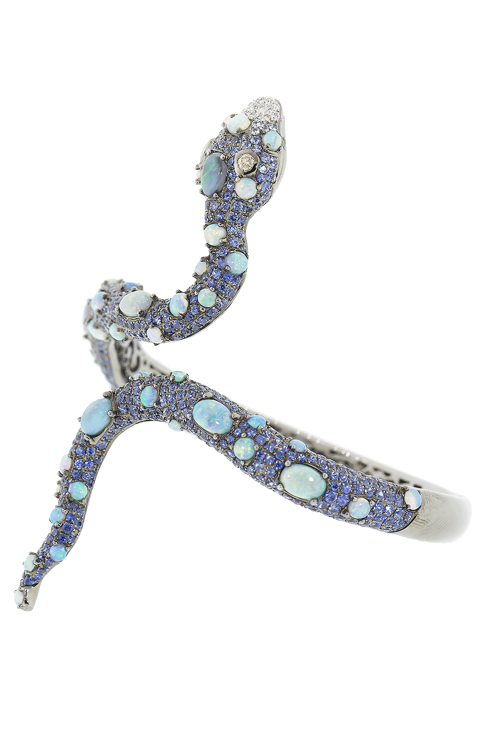 WENDY YUE-Blue Sapphire And Opal Snake Bracelet-WHITE GOLD