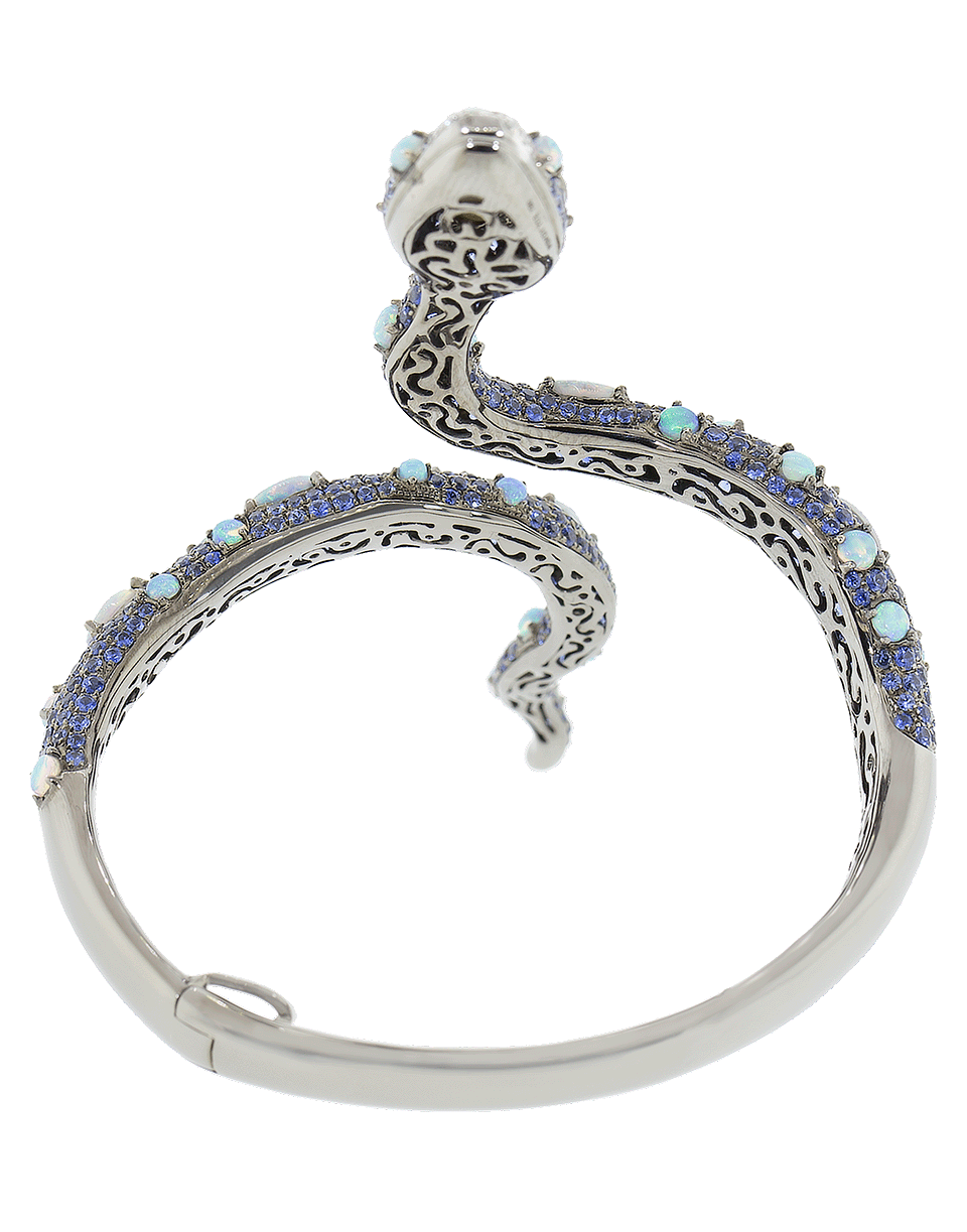 WENDY YUE-Blue Sapphire And Opal Snake Bracelet-WHITE GOLD