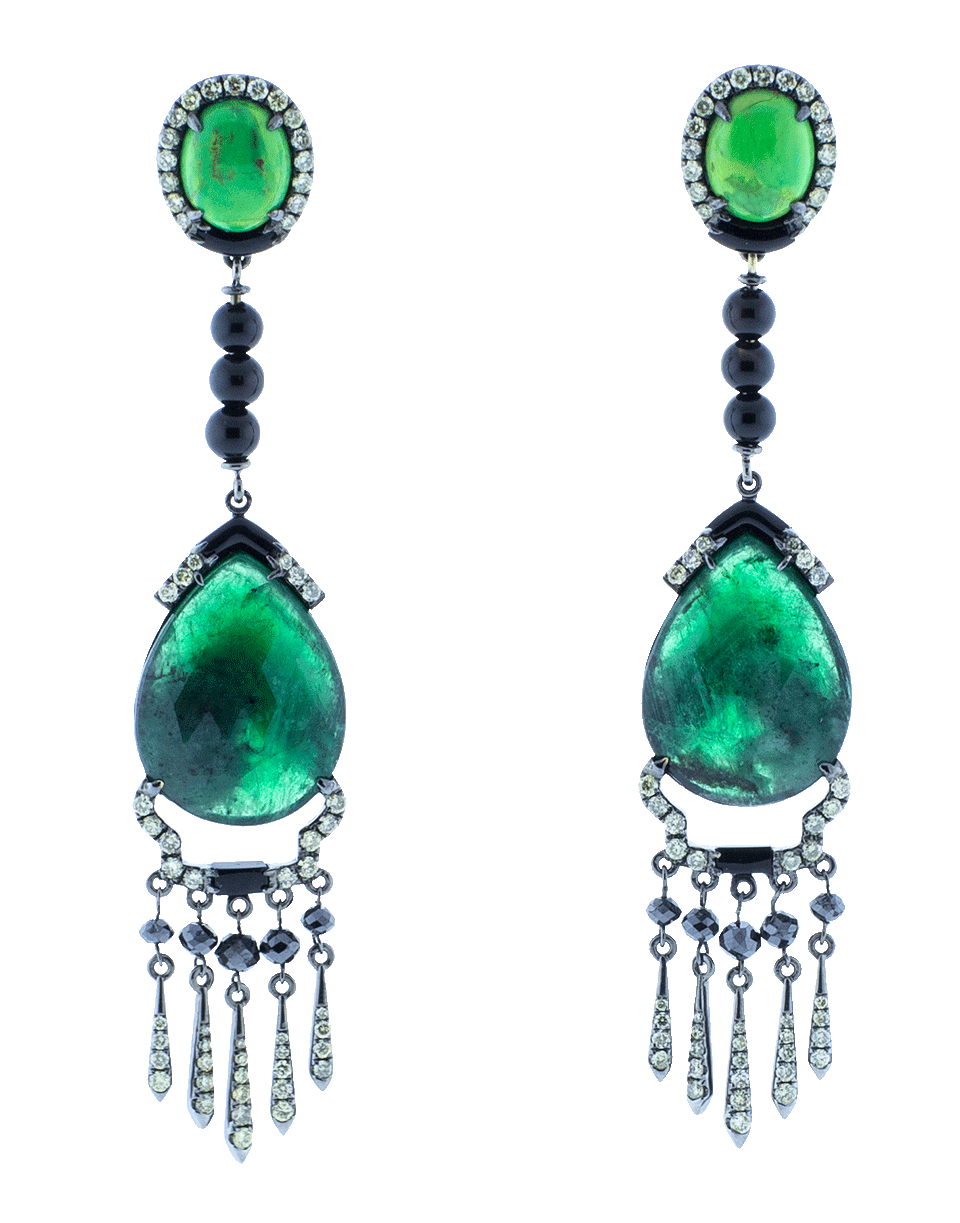 WENDY YUE-Emerald Drop Earrings-BLKGOLD