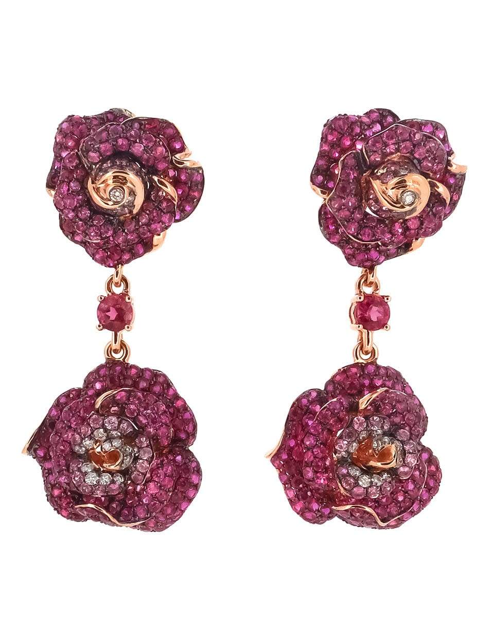 WENDY YUE-Double Rose Drop Earrings-ROSE GOLD