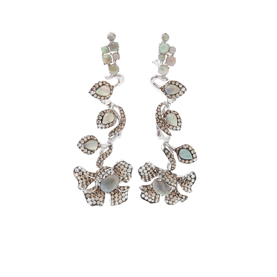 WENDY YUE-Opal Flower Earrings-WHITE GOLD