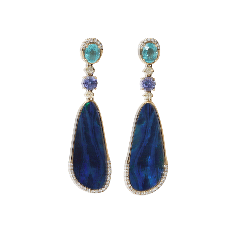 WENDY YUE-Opal And Apatite Drop Earrings-YELLOW GOLD