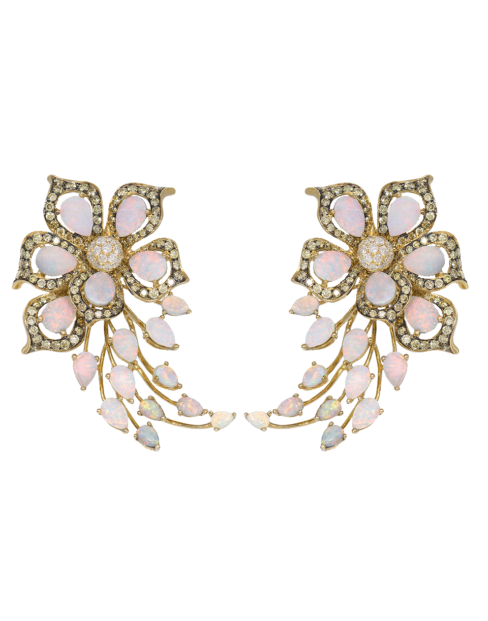 Opal And Fancy Diamond Flower Earrings JEWELRYFINE JEWELEARRING WENDY YUE   
