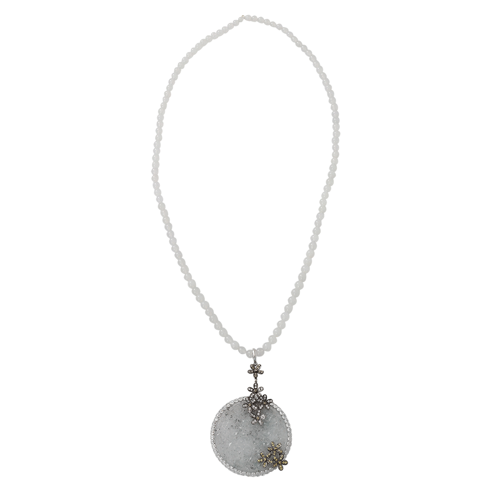 WENDY YUE-Carved White Jade Necklace-WHITE GOLD