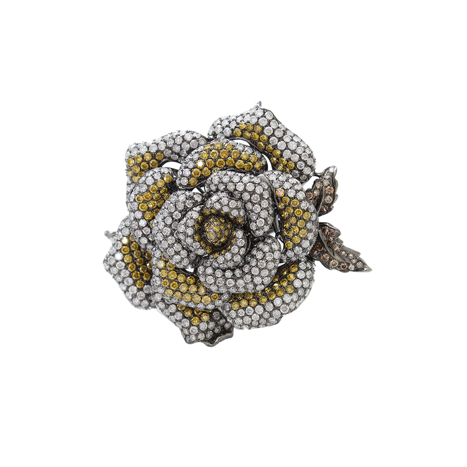 WENDY YUE-Diamond Flower Ring-BLKGOLD