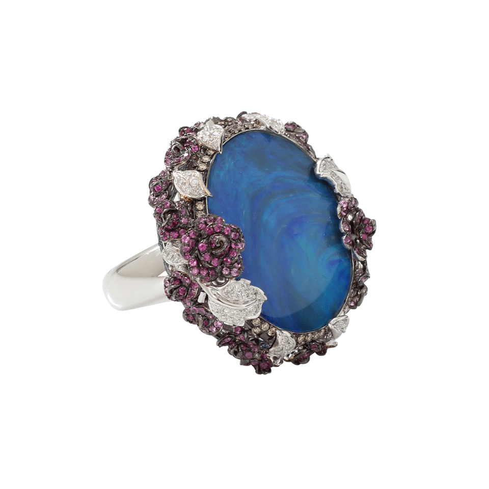WENDY YUE-Boulder Opal And Sapphire Ring-BLKGOLD