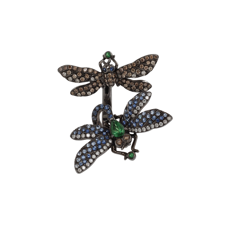 WENDY YUE-Double Dragonfly Ring-BLKGOLD
