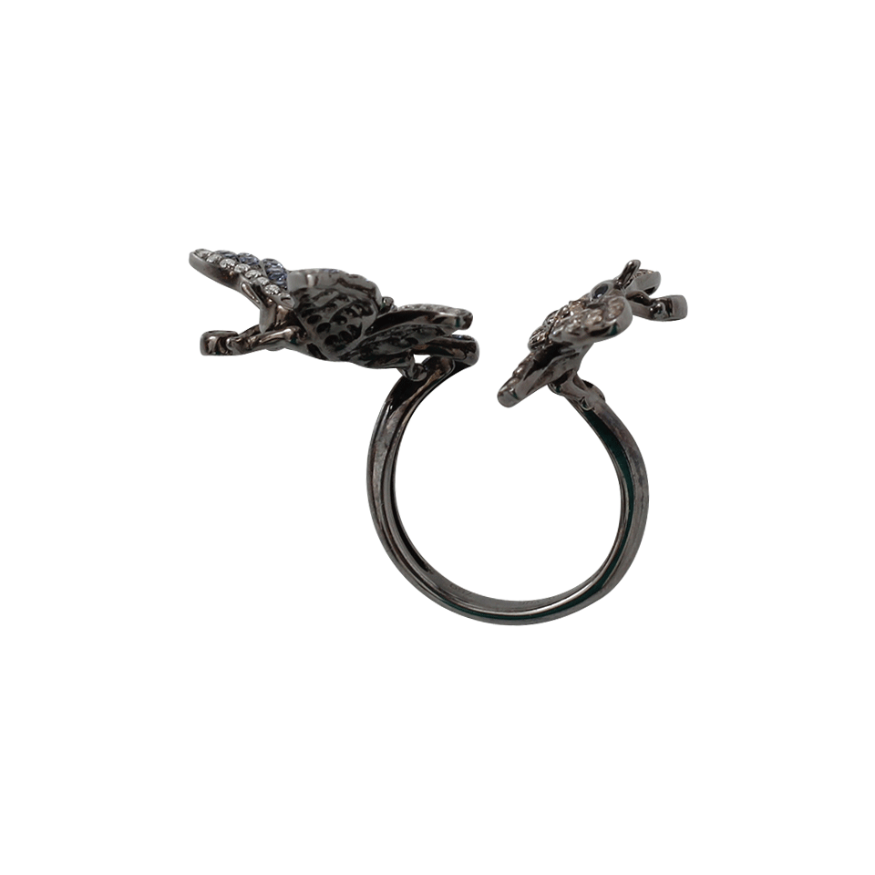 WENDY YUE-Double Dragonfly Ring-BLKGOLD