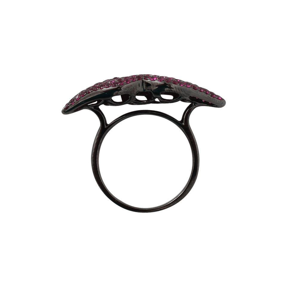 WENDY YUE-Ruby Lips Ring-BLKGOLD