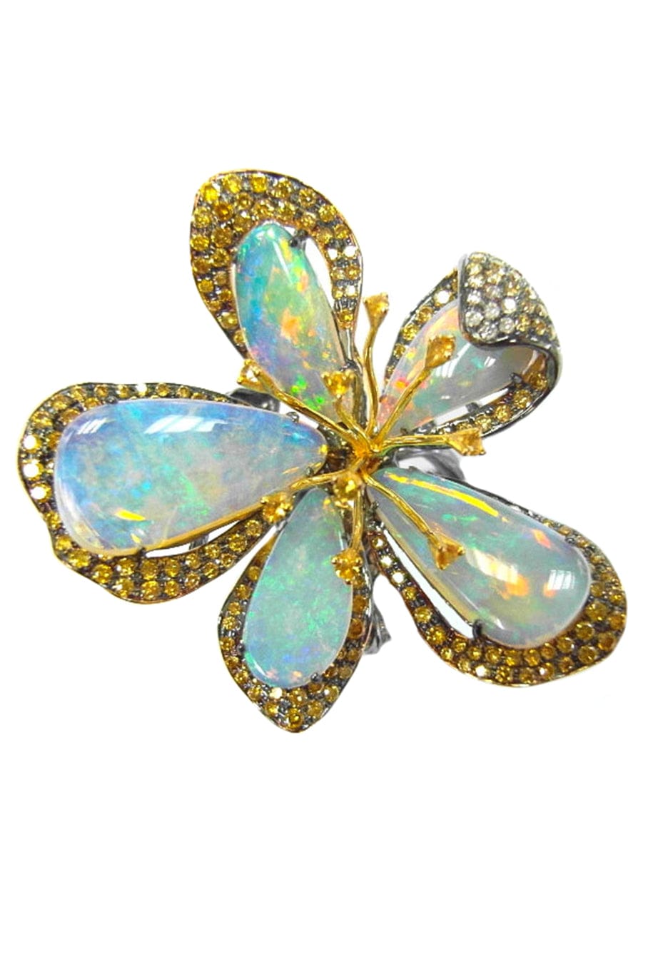 WENDY YUE-Opal Flower Ring-BLKGOLD