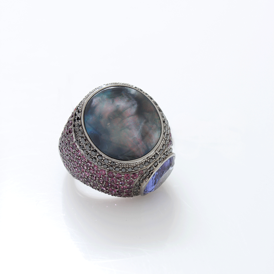 WENDY YUE-Opal Ring-BLKGOLD