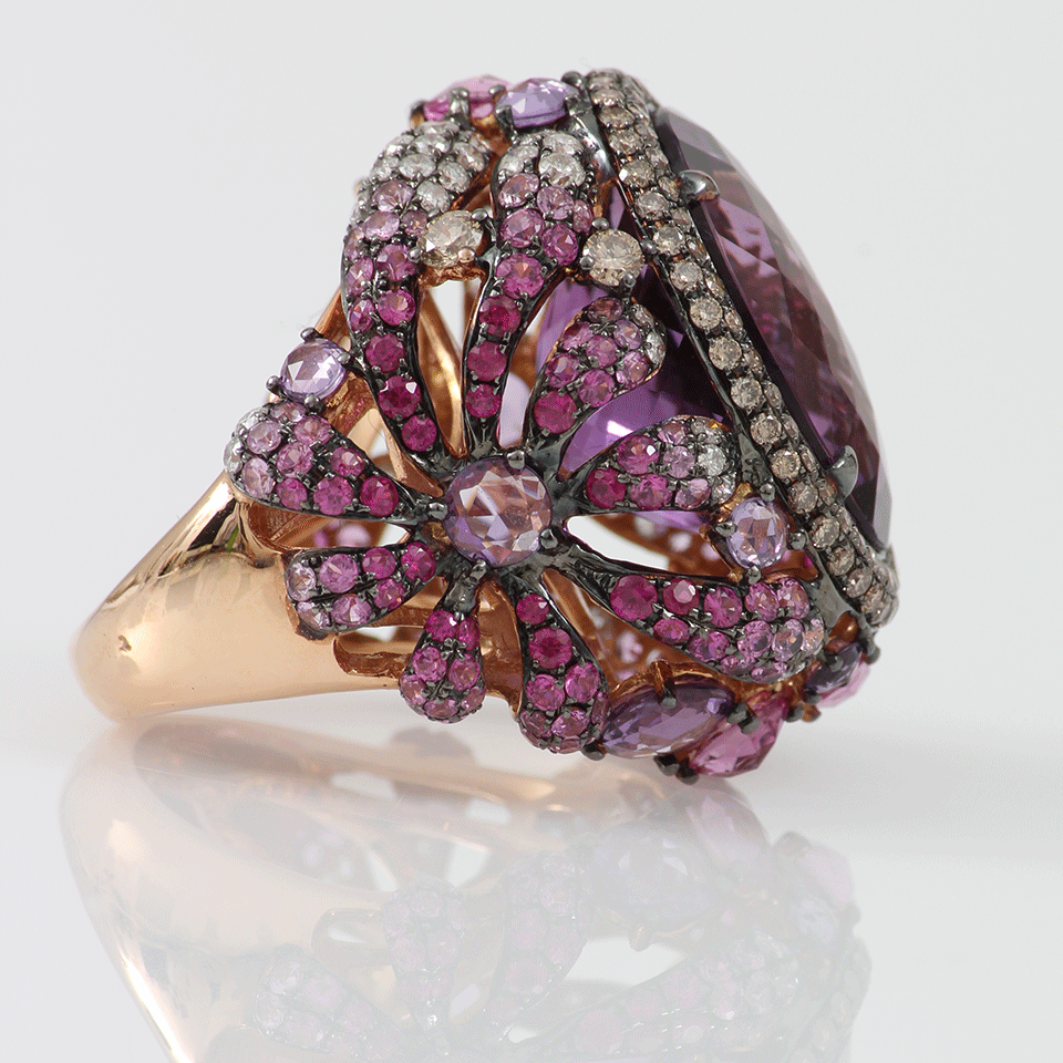 WENDY YUE-Amethyst Ring-ROSE GOLD