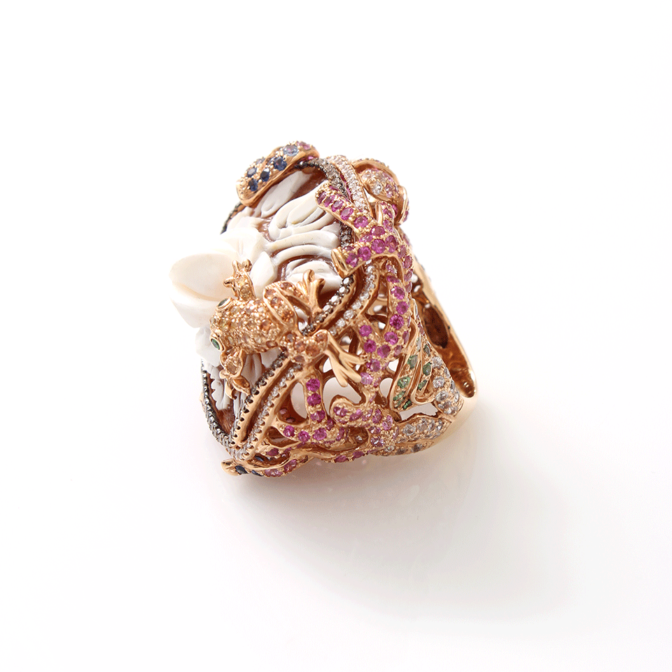 WENDY YUE-Carved Pearl Ring-ROSE GOLD
