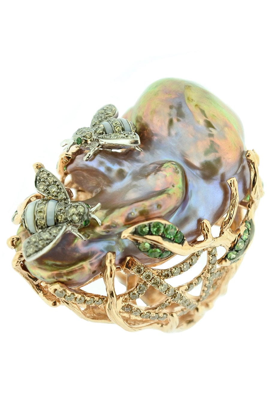 WENDY YUE-Pearl and Fancy Diamond Ring-ROSE GOLD
