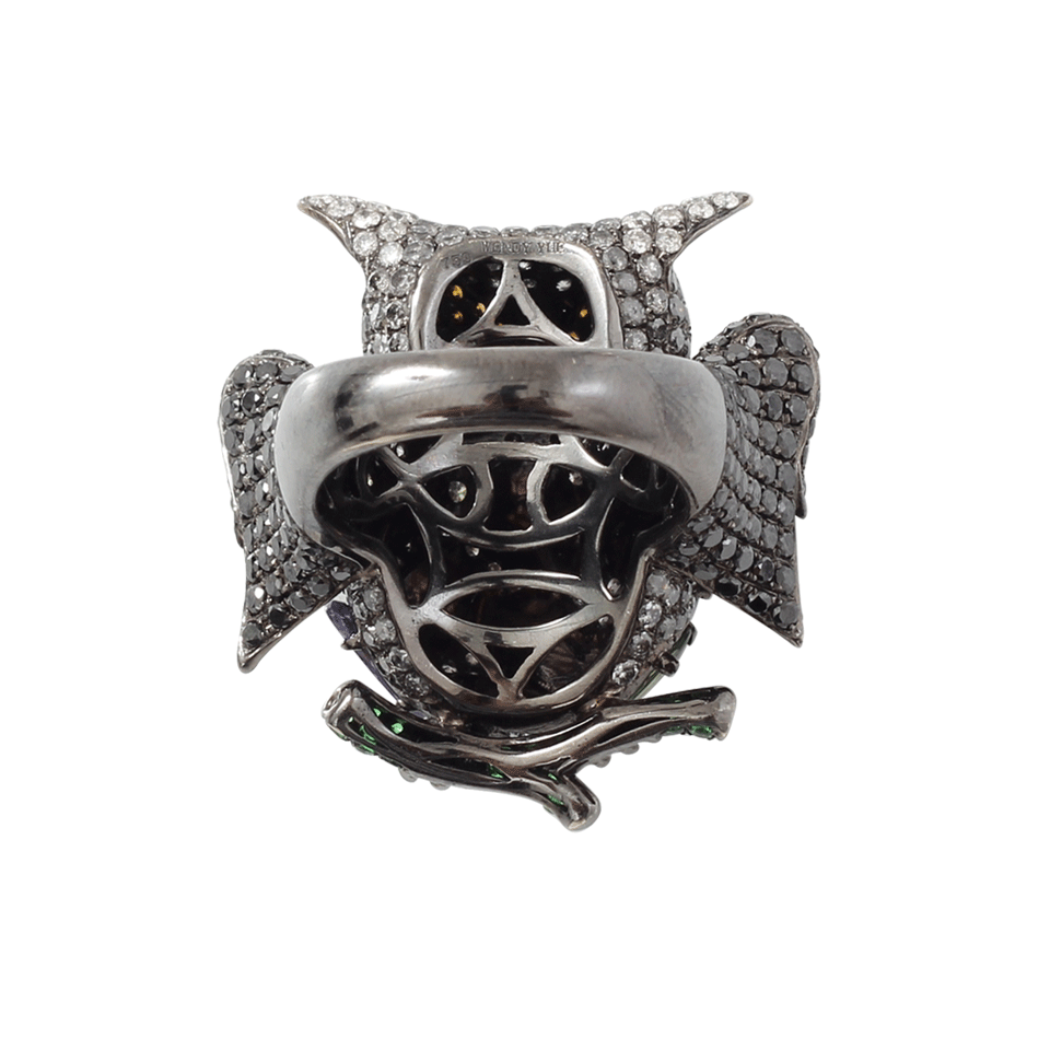 WENDY YUE-Color Sapphire Owl Ring-WHITE GOLD