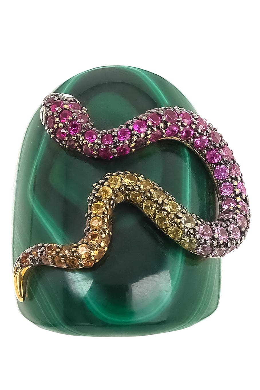 WENDY YUE-Malachite Snake Ring-YKWGOLD