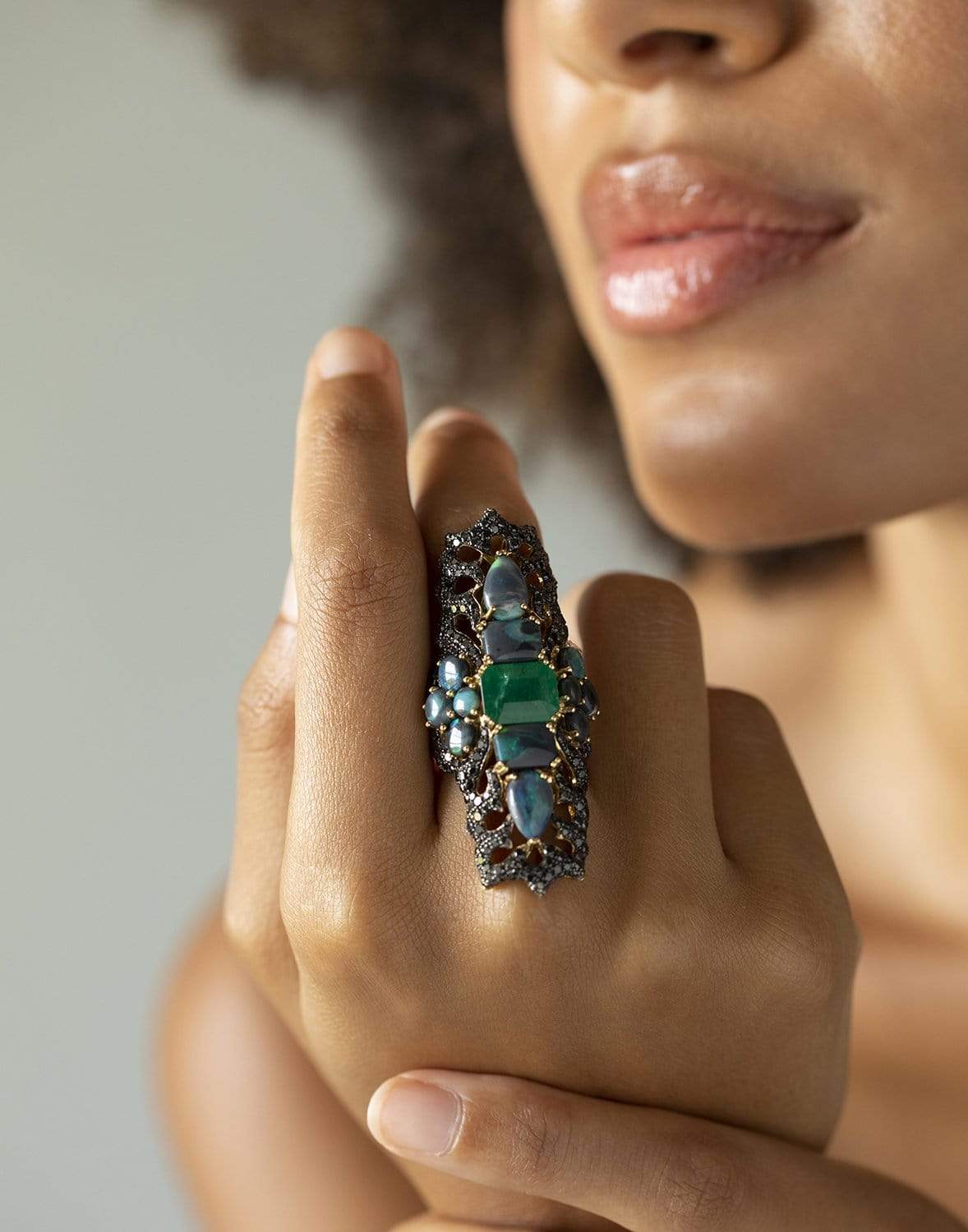 Emerald and Opal Statement Ring JEWELRYFINE JEWELRING WENDY YUE   