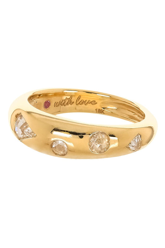 WITH LOVE-Mix Diamond Tapered Ring-YELLOW GOLD