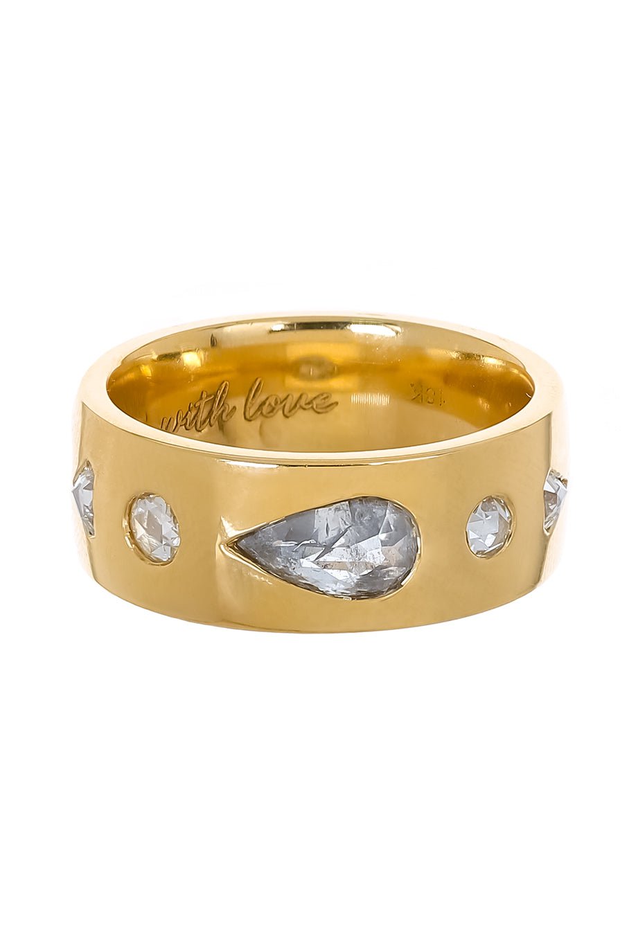 WITH LOVE-Rustic Pear Ring-YELLOW GOLD