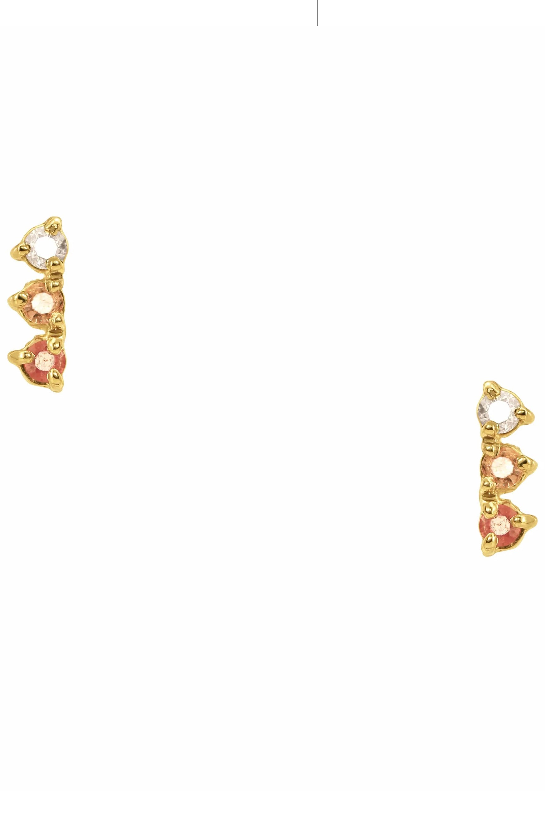 WWAKE-Blush Gradient Three-Step Earrings-YELLOW GOLD