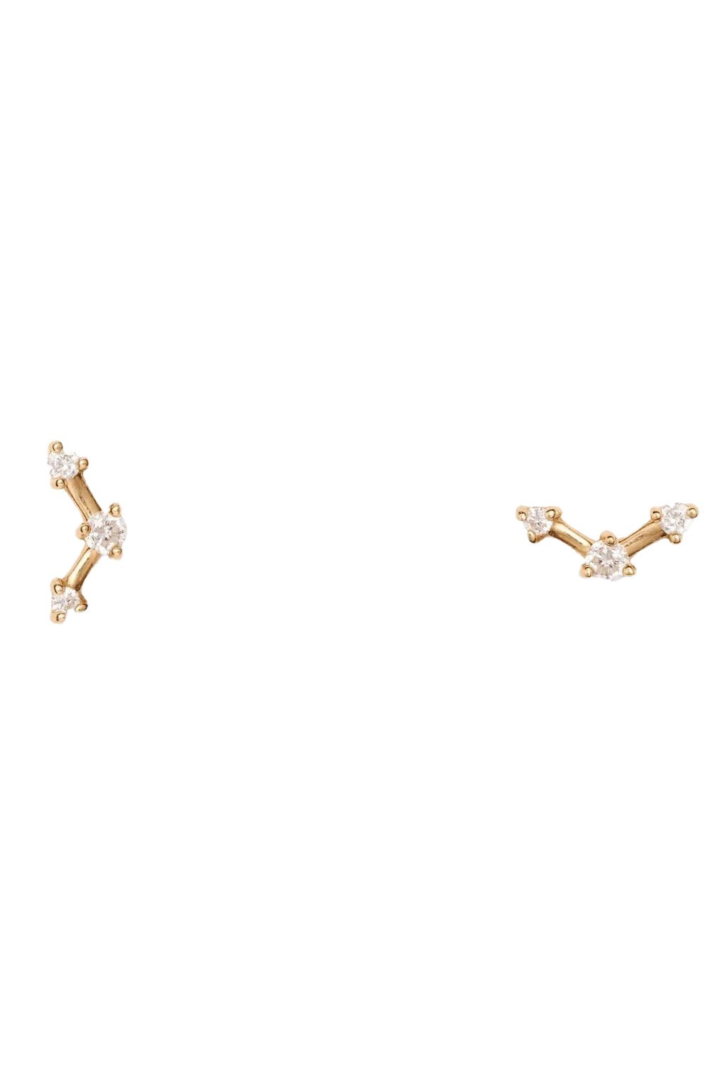 WWAKE-Diamond Mini Three-Step Point Earring-YELLOW GOLD