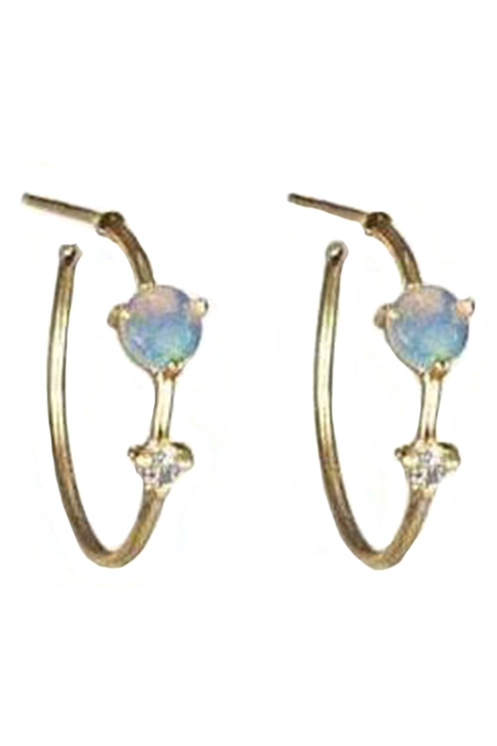 WWAKE-Small Two Step Opal Hoops-YELLOW GOLD