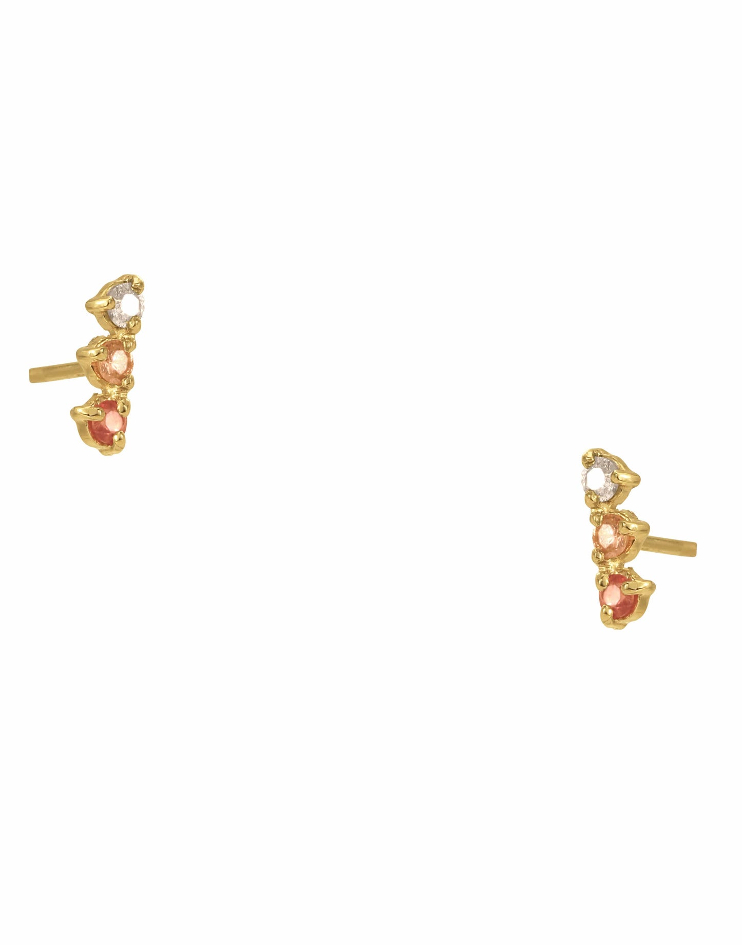 WWAKE-Blush Gradient Three-Step Earrings-YELLOW GOLD