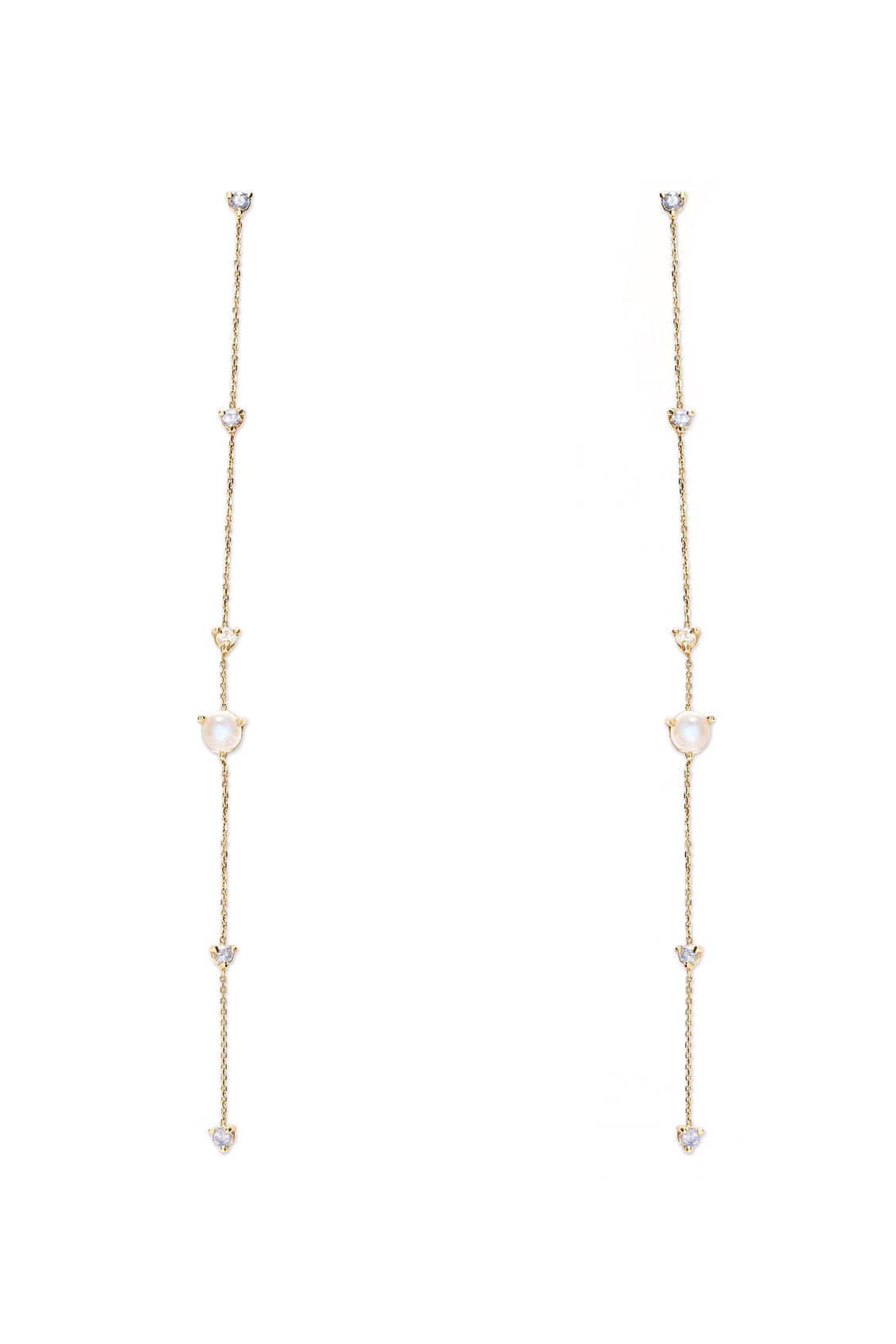 WWAKE-Tonal Linear Chain Earrings-YELLOW GOLD