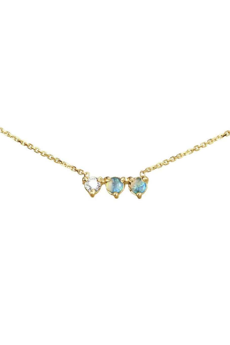 WWAKE-Three Point Opal Necklace-YELLOW GOLD