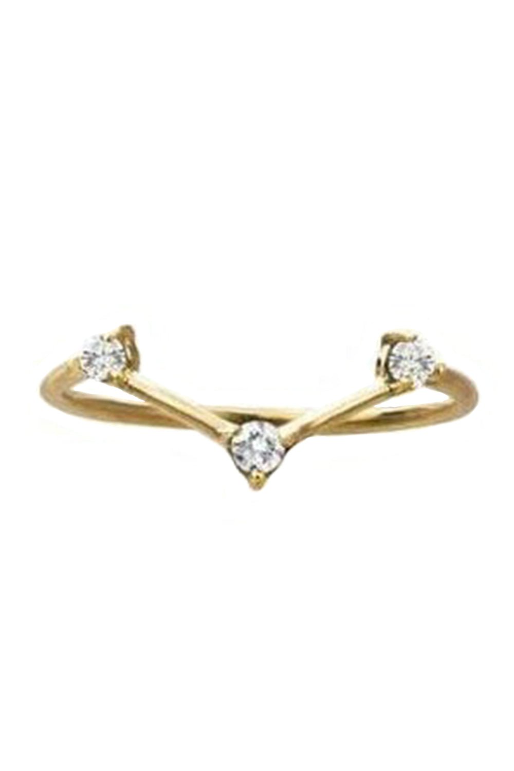 WWAKE-Diamond Three Step Triangle Ring-YELLOW GOLD