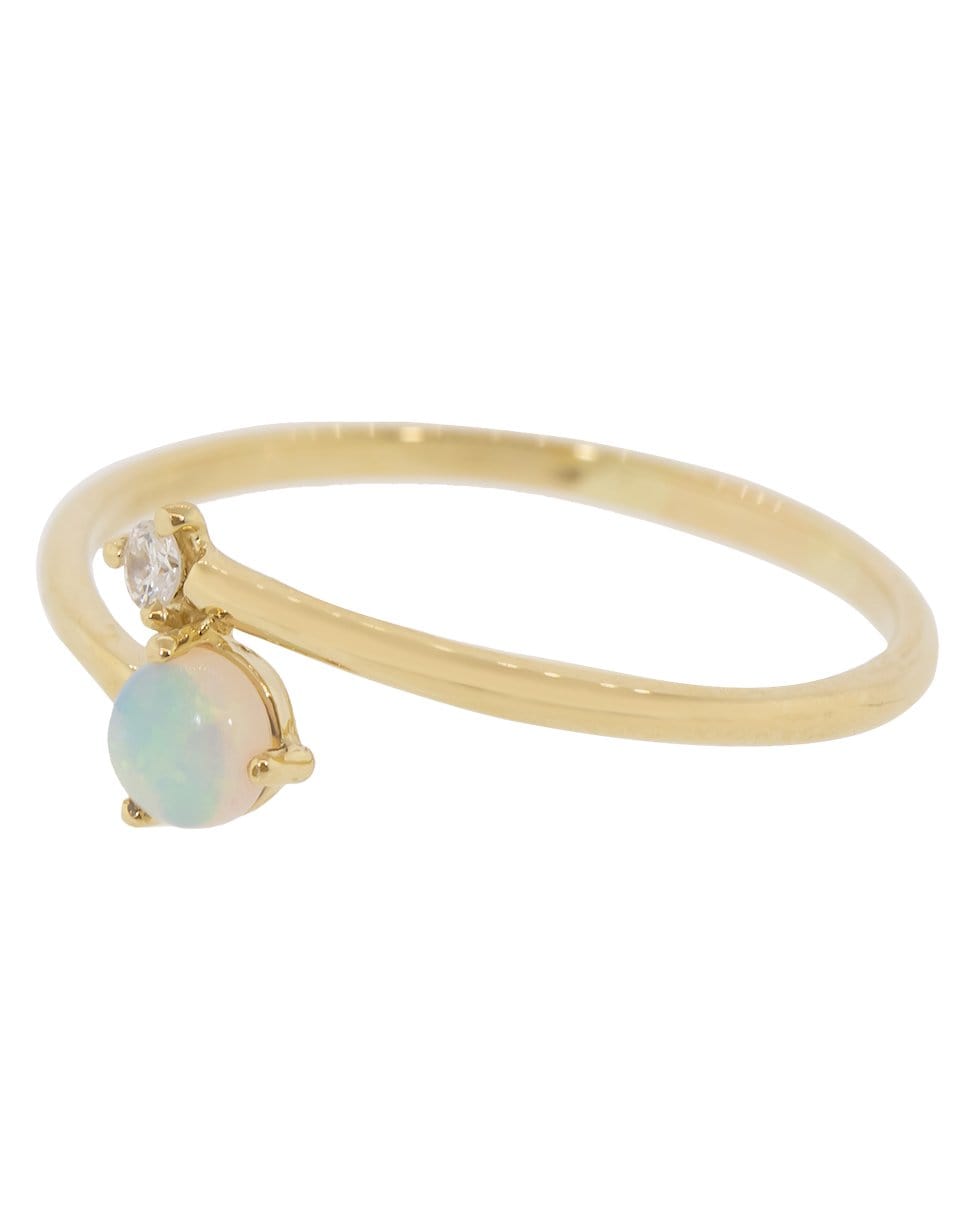 WWAKE-Opal and Diamond Crossover Ring-YELLOW GOLD