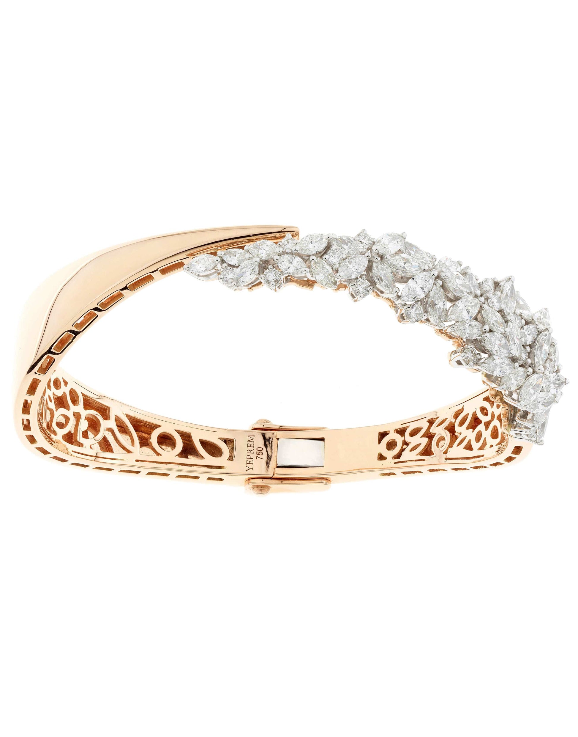YEPREM JEWELLERY-Half Wrap Diamond Bracelet-ROSE GOLD