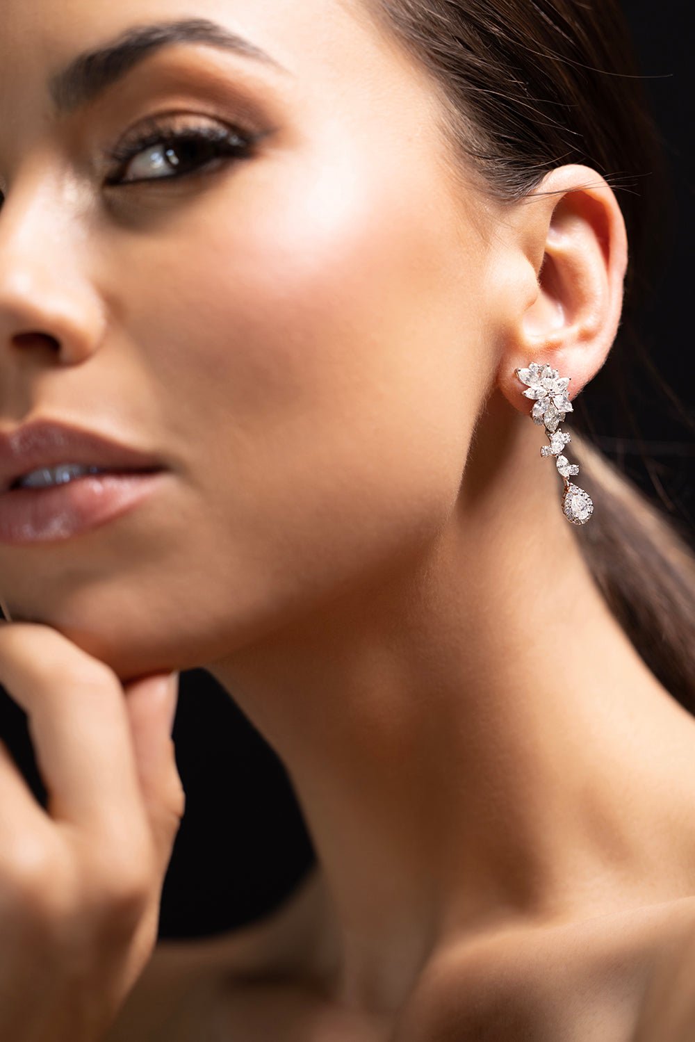 YEPREM JEWELLERY-Diamond Drop Earrings-WHITE GOLD