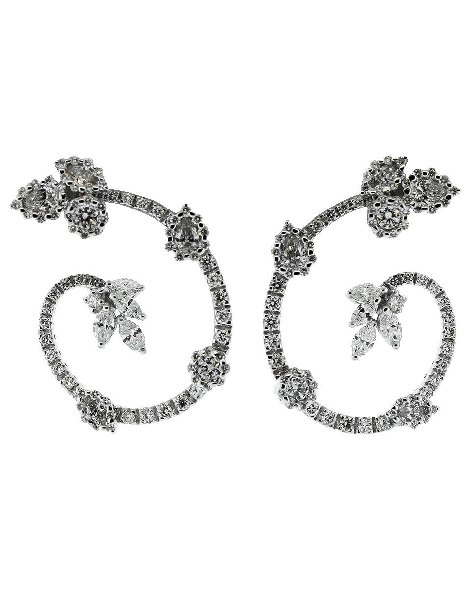 YEPREM JEWELLERY-Diamond Swirl Earrings-WHITE GOLD