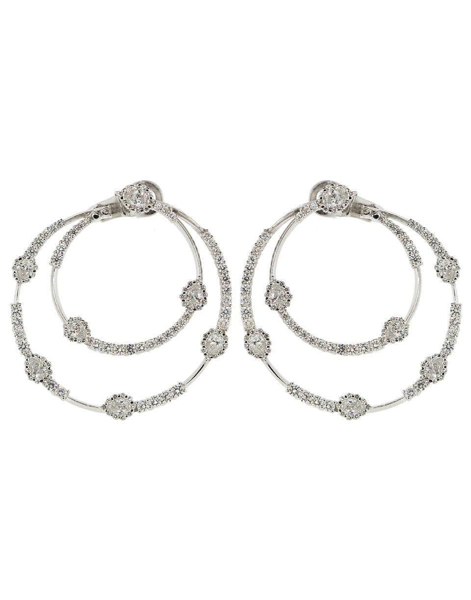 YEPREM JEWELLERY-Double Circle Diamond Earrings-WHITE GOLD