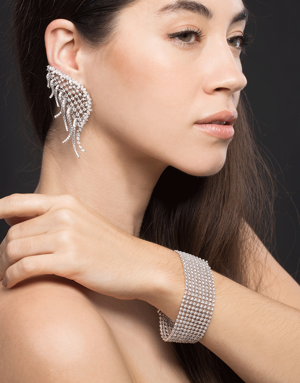 YEPREM JEWELLERY-Fringe Diamond Earrings-WHITE GOLD