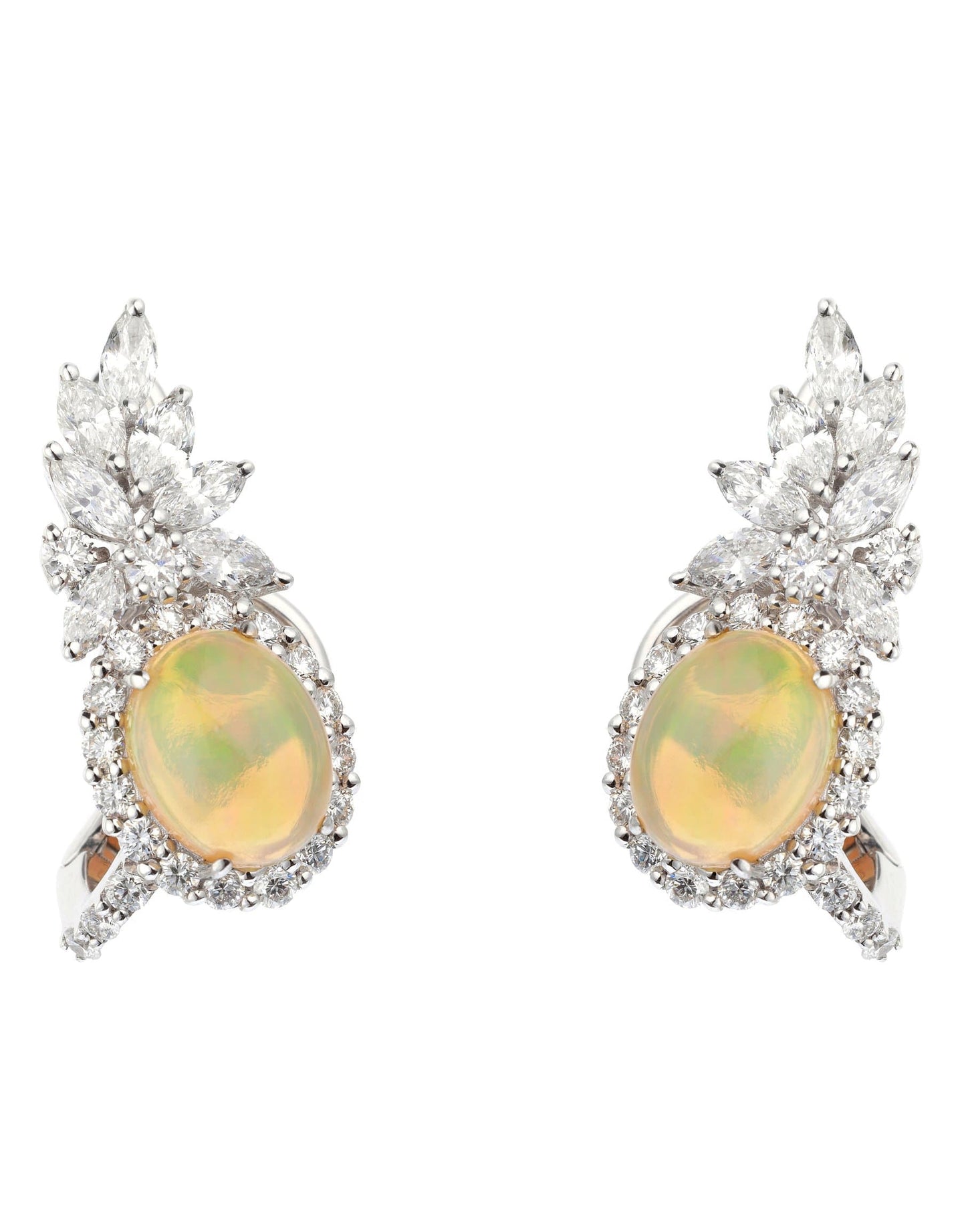 YEPREM JEWELLERY-Opal and Diamond Earrings-WHITE GOLD